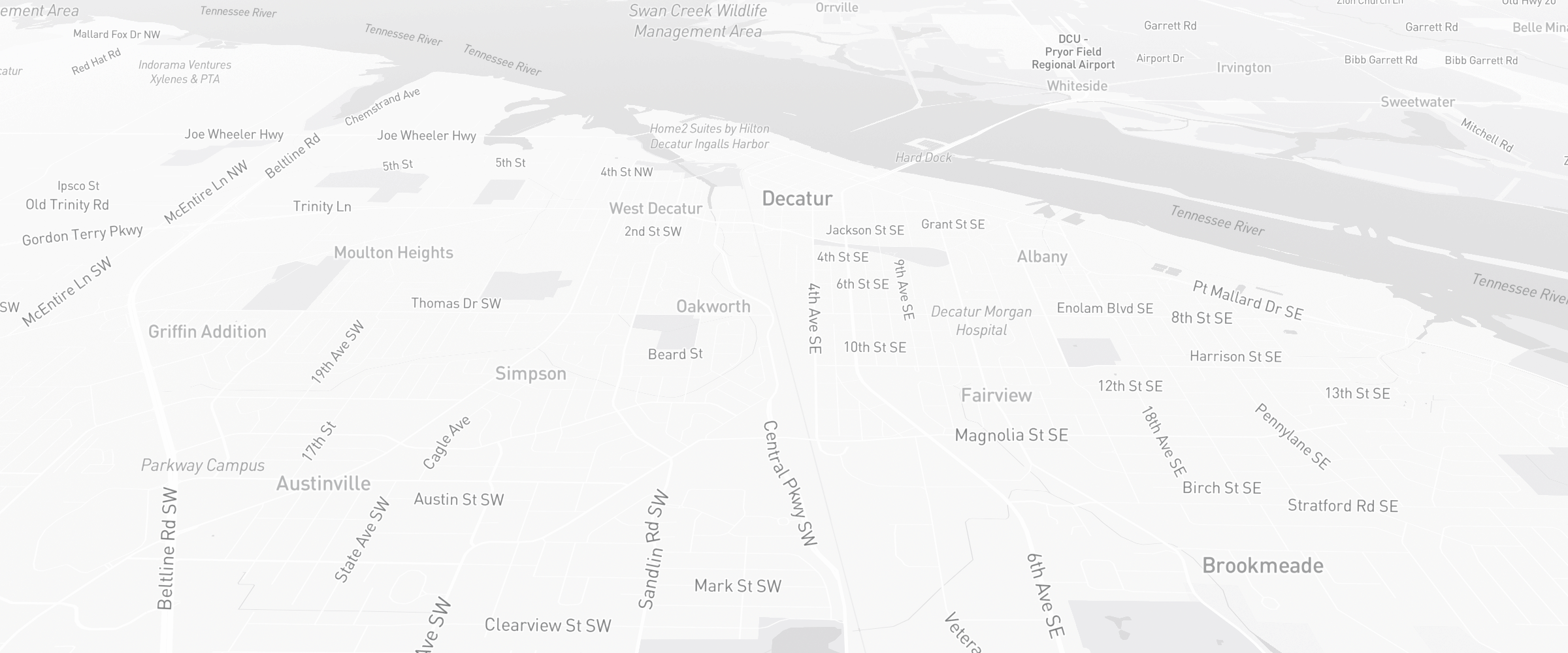 Neighborhood map of Decatur, AL — the area served by Life Insurance Agents of Decatur Group
